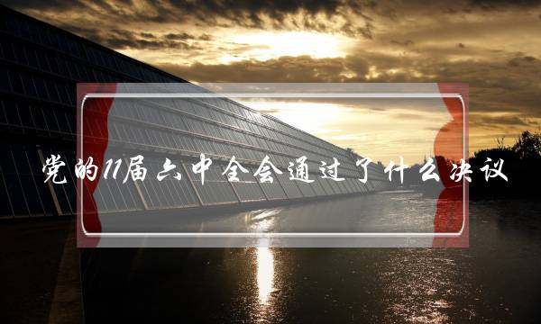 党的11届六中全会通过了什么决议(党十一届六中全会通过了)