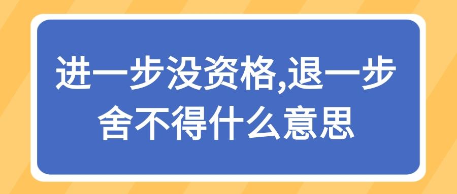 进一步没资格,退一步舍不得什么意思(进一步没资格,退一步舍不得什么歌)